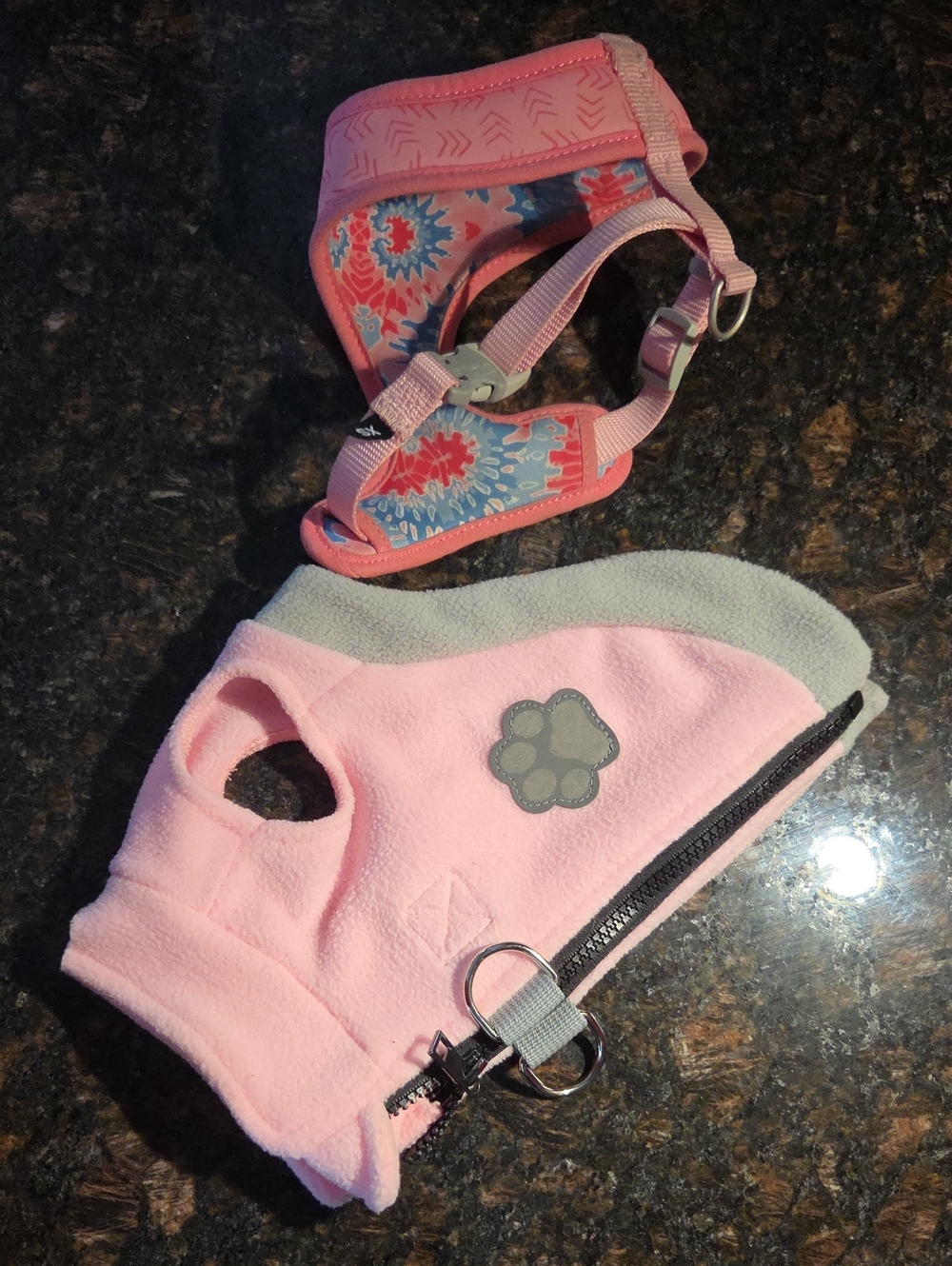 Cute Fleece Dog Jacket Harness Vest And Reversible Harness